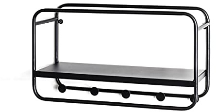HAKU Wandgarderobe, schwarz, Metall - Maße: B 45 x H 25 x T 15 cm, Style: Modern