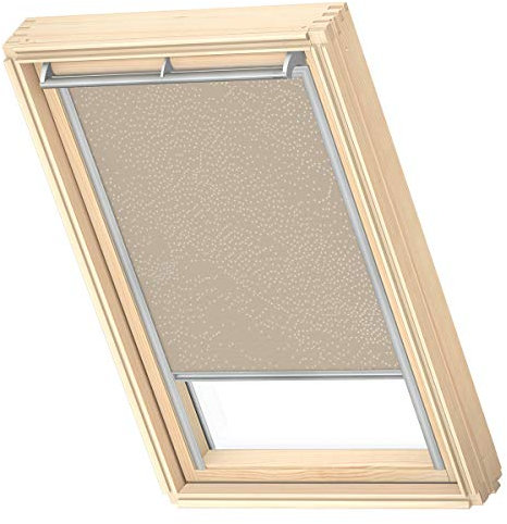 VELUX Original Dachfenster Verdunkelungsrollo für FK08, Sandbeige Gepunktet, mit Grauer Führungsschiene