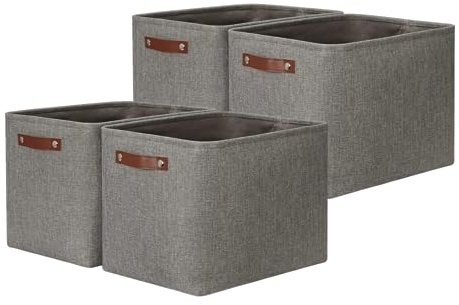 Mangata Stoff-Aufbewahrungsboxen 33 x 38 x 33 cm, 4 Würfel-Aufbewahrungskorb für Kallax-Regale, Schränke, Schränke