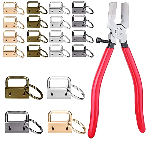 20 Stück Schlüsselanhänger Schnallen, Schlüsselband Basteln, Schlüsselanhänger Hardware, mit Zange, für Gürtel, Koffer und Taschen, Bänder, Lanyards, Schlüsselanhänger (4 Farben)