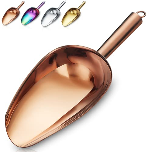 Cuchara Para Helado De Cobre, Cuchara Para Galletas De Acero Inoxidable De Primera Calidad, Cuchara Para Hielo A La Moda, Cuchara Para Harina Resistente, Apto Para Lavavajillas (8 OZ / 9 Pulgadas)