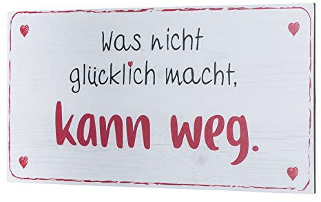 Wandbild 40x20cm Glücklich Glück Spruch Deko Wandschild Bild Dekoschild Schild Wanddeko Geschenkidee