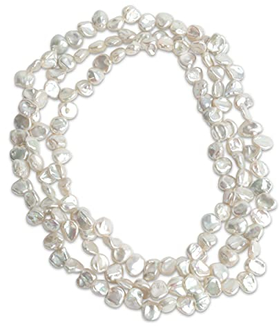 Secret & You Damen Perlenkette Süßwasser Zuchtperle Barock Keshi Barocke Keshiperlen 7-9 bis 10-11 mm - 120 cm lang