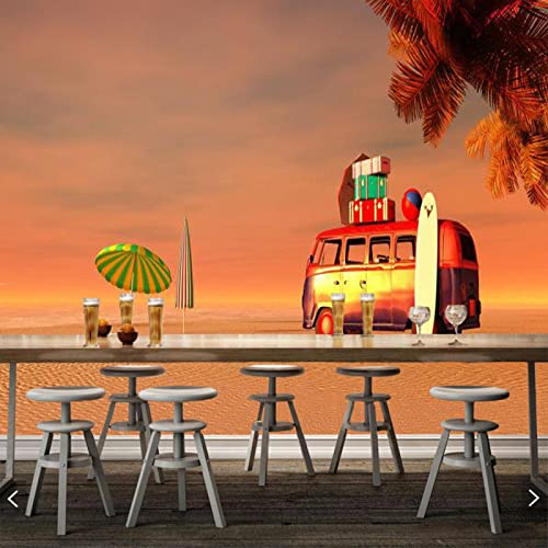 Frtmsticker 3D Wandplakat Wandbild Tapete Wandtattoo Dusk Sky Cars Wandaufkleber 3D Wandbilder Decals Selbstklebend Vinyl Tapete Abnehmbare Kinder Zimmer Wandschmuck 300X200Cm