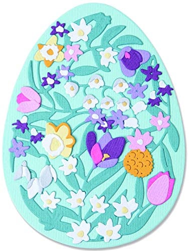 Sizzix Thinlits Stanzwerkzeug 15PK Kompliziertes Blumen-Osterei von Jenna Rushforth, 665818, Papier Kunststoff, multicolor, One Size