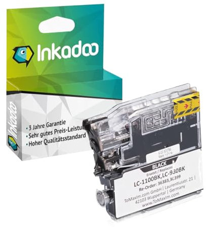 Inkadoo Tinte für Brother LC-1100 VAL BP Kompatibel MFC-J 615 W MFC-5890 CN DCP-6690 CW MFC-5490 CN MFC-6890 CDW Tintenpatrone, Druckerpatrone, Patronen, Druckertinte