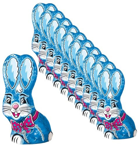 10x Schoko-Osterhase blau 60 g Vollmilchschokolade