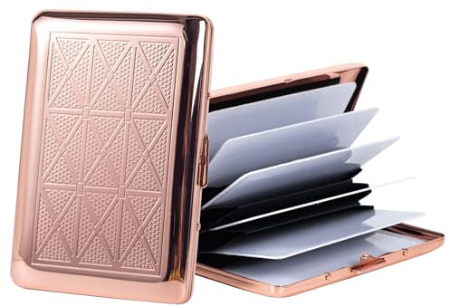 EYIDADAE Porte-Cartes de Crédit et PochetteProtectrice de Voyage RFID pour Hommes et Femmes (Rose, 6 Cartes)
