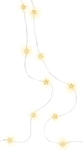 goobay 60332 20er LED-Silberdraht Lichterkette/Sterne/Lichterkette mit Timerfunktion/Warmweiß (3000 K) / Batteriebetrieben, Transparent, Silber