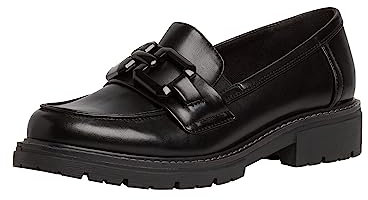 Jana Damen Loafer ohne Absatz Elegant Vegan, Schwarz (Schwarz Nappa), 36 EU