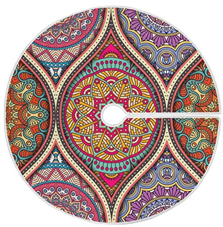 89,9 cm Weihnachtsbaumrock, weiche Mandalas-Fliesen, Weihnachtsbaummatte für Weihnachtsfeier, Dekoration