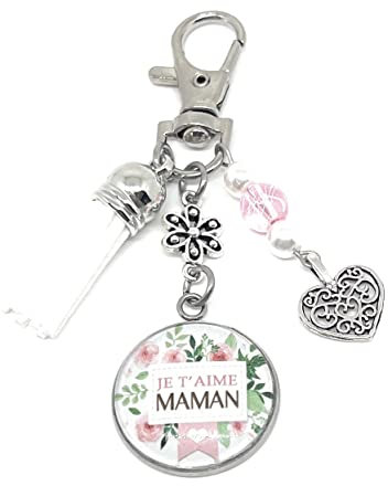 Bijoux de sac, porte clés Je t'aime Maman - Cadeau maman