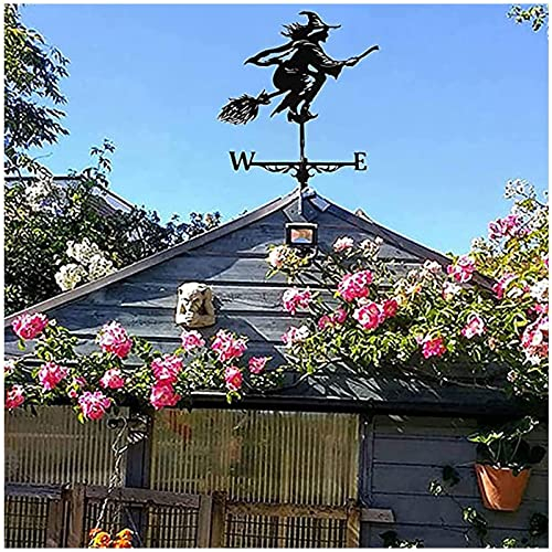 VVLXRIC Wetterhexe FüRs Dach, Wetterfahne Klein, Schwarze Hexe Bauernhof Deko, Wetterhahn Dach, für Terrasse und Garten Terrasse Dekoration