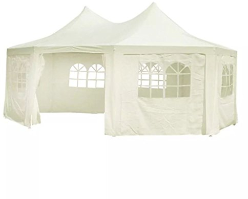 Achteckiges Partyzelt, 6 x 4,4 x 3,5 m, cremefarben, Faltbarer Pavillon, Pavillon, Euroland-Außenpavillon, wasserdichter Pavillon