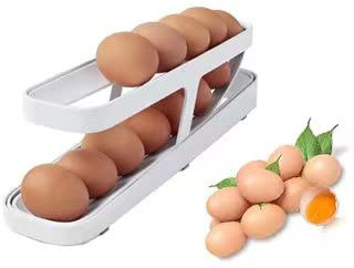 Eierhalter für Kühlschrank,Eierspender Kühlschrank,2-stöckiges Eierregal,platzsparende Eierablage für Kühlschrank, Eierhalter, Kühlschrank, Eieraufbewahrung (Weiss)