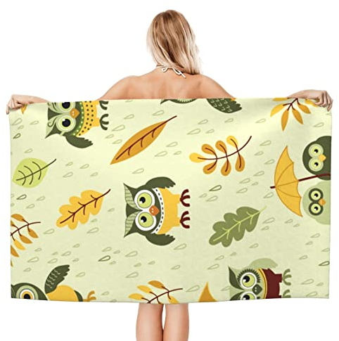 Syhi Mdse Strandtuch Eule Mikrofaser Strandtuch Groß 140x200, Strandhandtuch Sandfrei Schnelltrocknend, Badetücher Strandtücher als Badehandtuch Saunatuch Sporthandtuch