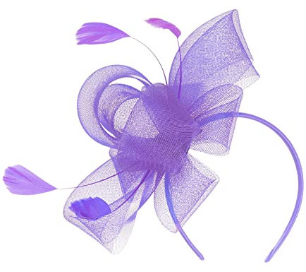 MILAX Fascinator Hochzeit Damen Blumen Schleife Mesh Hochzeit Braut Elegant Fascinator Haarreif Cocktail Tee Party Wedding Hat Faux Feather Mesh Veil Hat 1920er Fascinator Stirnband