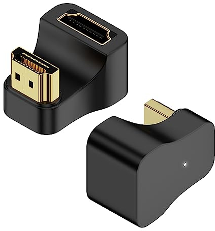 QIANRENON Adattatore HDMI 2.1 U forma Angolo Ultra HD 8K HDMI maschio a femmina 80 gradi angolo Presa connettore display 8K@60Hz UHD2.1 3D, per HDTV Monitor Proiettore PC Laptop, 2 Pcs (Inverso)