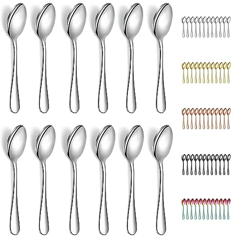Evanda Cucharillas de café 12 piezas 14cm, Acero inoxidable cuchara de té, cubiertos para té, postre, pastel, postre y ensalada, apto para lavavajillas