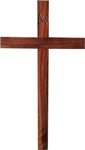 Kaltner Präsente Geschenkidee – Holzkreuz Wandkreuz Kruzifix aus Echtholz Nussbaum Höhe 36 cm