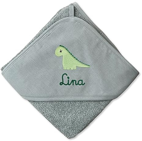 Kapuzenhandtuch Kinder (100x100cm) in Jade-Grün mit Namen personalisiert für Jungen und Mädchen aus 100% Baumwolle - Babyhandtuch/Kinderhandtuch/Badetuch