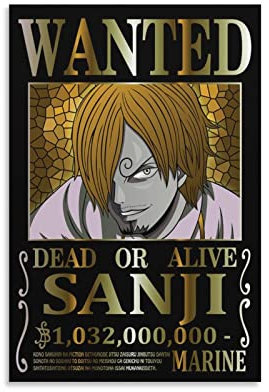 Anime One Piece Wanted Poster Sanji Poster Malerei Leinwand Wandkunst Wohnzimmer Poster Malerei 40 x 60 cm
