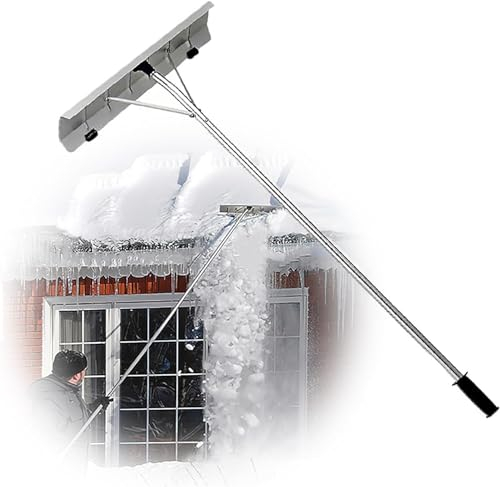 Verstellbarer Schneerechen, Aluminium-Schneeschaufel mit Verstellbarer Verlängerungsstange 122–610 cm, Schneeschaufeln for Reinigen von Blättern, Sträuchern, Gras, Schneeräumung auf dem Dach
