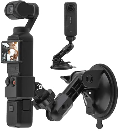 BRDRC Pocket 3 Ventosa di supporto, parabrezza parabrezza cruscotto kit con adattatore di espansione per Go Pro Max Mini Hero 12 11 10 9 8 7 6 5 Pocket 3 2 Insta 360 X5 X4 X3 X2 Go 3 Action 3 4