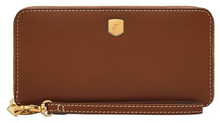 Fossil Porte-monnaie à fermeture zippée Continental Lennox, en cuir de vachette lisse, pour femme, SL10037200