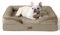 BEDSURE orthopädisches Hundebett Ergonomisches Hundesofa - 71x58 cm Hundecouch mit eierförmiger Kistenschaum für kleine Hunde, waschbar rutschfest Hundebetten, haselnussbraun