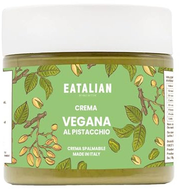 EATALIAN da AMZ BETTER Crema di Pistacchio Vegan, Deliziosa Crema Spalmabile Vegana, Ideale sul pane, Perfetta con il gelato, Come Guarnizione per Torte e per Dubai Chocolate, 200g Made in Italy