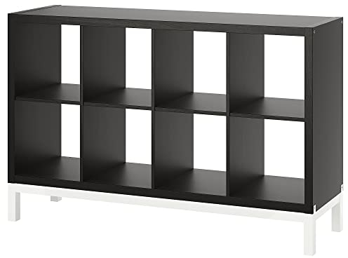 Generisch KALLAX Regal mit Untergestell, 147x94 cm, schwarz-braun/weiß