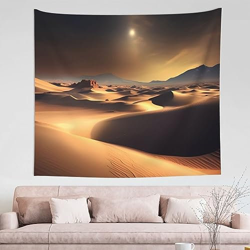 KINGNOYI Sahara-Wüste 152,4 x 129,5 cm Wandbehang Ölgemälde Heimdekoration Wandteppiche Wohnheim Dekor abstrakte Kunst für Zimmer Schlafzimmer Schwarz