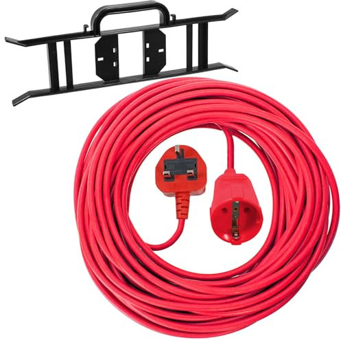 SPARES2GO 10m Mains Power Cable UK 3 Pin Plug for Spear & Jackson 320w GT2551 Strimmer Trimmer + Bracket Tidy