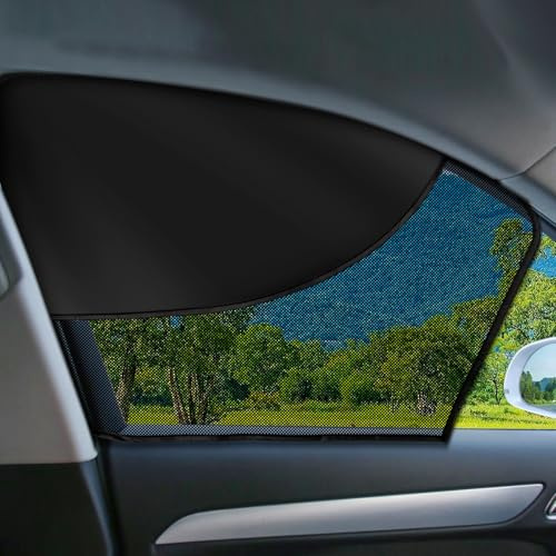 LSTRAGY 2 PCS Car Window Shades, Magnetic Double Layer Car Side Window Sun Shades with Full Shade/Half Shade, Front Window Covers for Driver, SUV, Trucks
