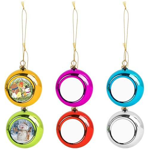 Framendino, 6 Stück Sublimationsdruck Weihnachtskugeln Anhänger Ornamente zum Basteln Weihnachtsbaum Dekoration 6 Farben