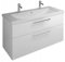 burgbad Eqio Keramik-Waschtisch mit 2 Armaturbohrungen, inklusive Waschtischunterschrank, Breite 1230mm, SEYR123F5662C0001G0146, Farbe: Eiche Dekor Urban/Eiche Dekor Urban, Griff Chrom G0146