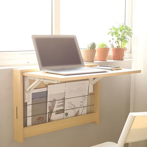 PQXQZ Klappbaren Balkontisch aus Holz mit Aufbewahrungsfunktion Balkonhängetisch Klappbar Multifunktionaler Schwebender Tisch