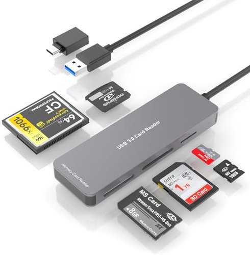 Multi Memory Card Reader, 6 in 1 USB C USB 3.0 to SD TF XD CF MS M2 Card Reader Adapter, Supports SD SDXC SDHC CF CFI TF Micro SD Micro SDXC Micro SDHC MS MMC UHS-I Cards,for Windows/Mac/Linux/Android