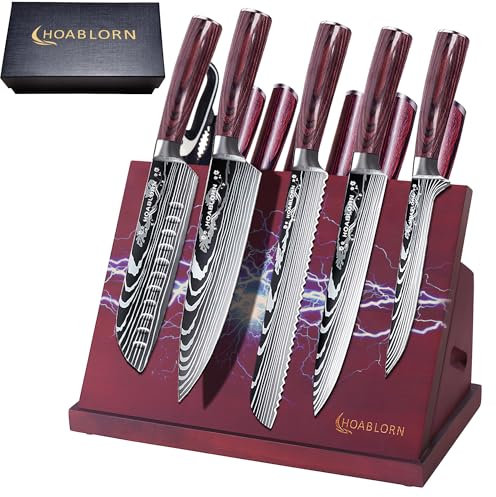 15-Piece Damascus Steel Knife Set with Magnetic Block | German Stainless Steel Chef Knives & Wine Tools | Gift for Home Cooks & Culinary Gifts