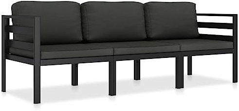 3-TLG. Garten-Lounge-Set mit Kissen Aluminium Anthrazit,GartenmöbelSet aus Aluminium modulares Gartensofa für ultimativen Sitzkomfort Gartenmöbel