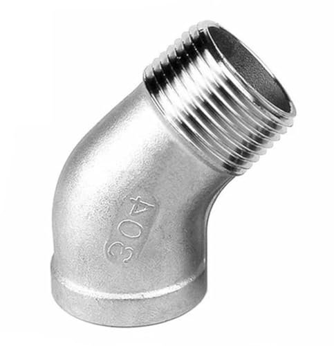 racor codo, 1/4 3/8 1/2 3/4 1 1-1/4 1-1/2 2 3 4 hembra a macho conector acodado de 45 grados acoplador conector de tubería de acero inoxidable 304,(3/8 Inch)