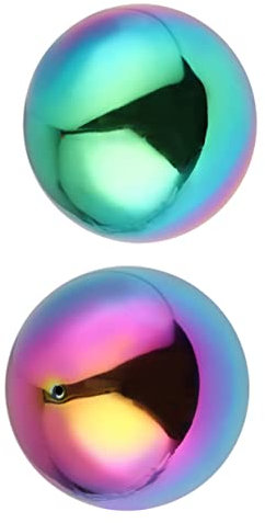 Garneck 2stücke Edelstahl Spiegelkugeln Hohle Regenbogen Gazing Balls Für Gartendeko Außenbereich Uv-beständig Leichte Dekokugeln