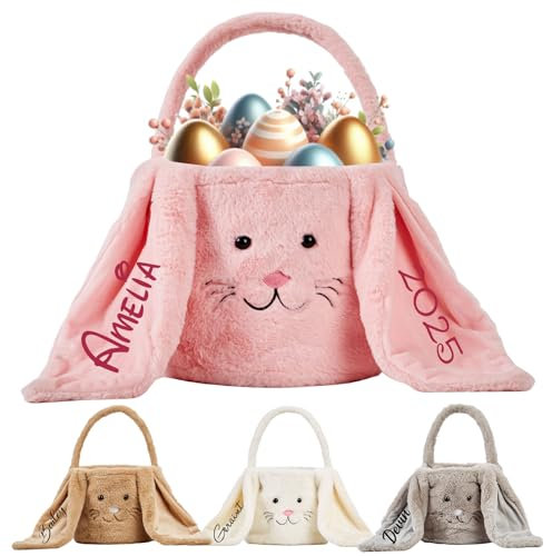 Personalisierte Osterkörbchen - Monogrammiert mit Namen,Osterkorb Kinder,Ostereierjagd Körbe,Osterkörbchen mit Henkel,Ostergeschenke für Kinder