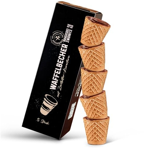 Brauerei Zwönitz Waffelbecher mit Zartbitter-Kuvertüre 3x5 Stück/essbarer Schokobecher für Eierlikör zu Ostern/Waffelbecher Eierlikör/Schokowaffelbecher für Eierlikör