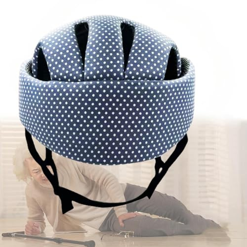 Kopfschutz – 360°-Stoßdämpfung Zur Vermeidung Von Stürzen. Kopfschutz Für Ältere Menschen, Atmungsaktive Innenpolsterung. Verstellbarer Kinnriemen. Blue,L