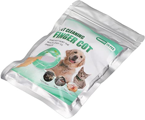 Akozon 20Pcs Dog and Cat Care Finger Wipes Effective and Tartar Removal for Portable Oral Cleansing