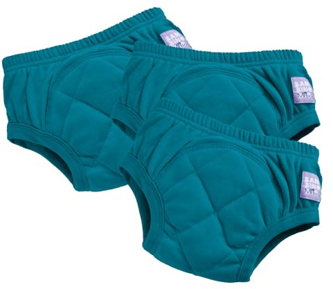 Bambino Mio British Brand (3 Pack) Training Pants for Toddlers Reusable Cloth Potty Pants Training Underwear, 3-4 Years, Teal Green, Baby and Toddler, Boys and Girls with Cross-Stitch