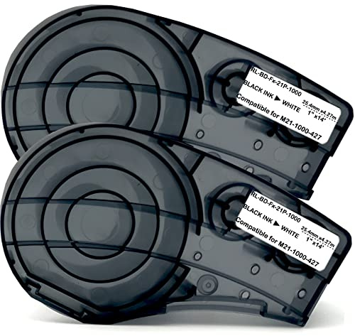 PIZAIE Wire Wrap Label Compatible M21-1000-427 Self-Laminating for Vinyl Patch Panel and Cable Labeling,Work with BMP21-PLUS/LAB and M210/M210-LAB Label Printer,1 Inch Width,Black on White,2-Pack