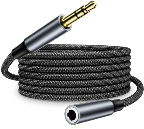 Aux Verlängerungskabel 3M, 3.5mm Klinke Verlängerung für Smartphones,Tablet | Nylon Kopfhörer Verlängerungskabel Headset Audio Kabel Verlängerung Klinkenstecker für PC,Lautsprecher,Autoradios